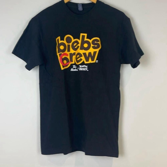 Official TIM HORTONS x JUSTIN BIEBER biebs brew crew T SHIRT Adult MEDIUM - Picture 2 of 7